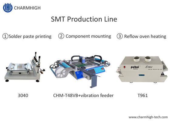خط إنتاج SMT المتقدم ، طابعة استنسل 3040 / آلة CHMT48VB Pnp / فرن إنحسر T961