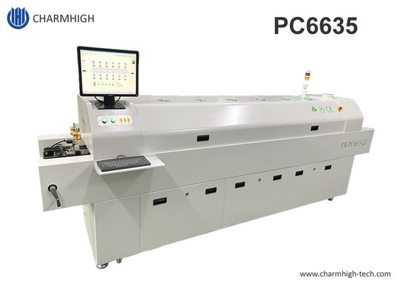 أوتوماتيكية كاملة حديد 6 المناطق الدرجة الحرارية الخالية من الرصاص فرن إعادة التدفق 2200 * 350mm جهاز التحكم في الحرارة