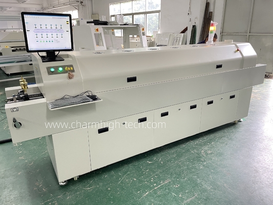 PC6635 السكة الحديدية + التحكم في الكمبيوتر أفران إعادة التدفق الخالية من الرصاص 2200 * 350mm 6 temp المناطق آلة لحام
