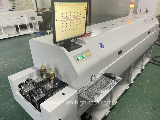 PC6635 السكة الحديدية + التحكم في الكمبيوتر أفران إعادة التدفق الخالية من الرصاص 2200 * 350mm 6 temp المناطق آلة لحام