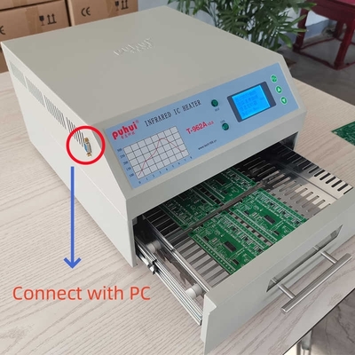 فرن إنحسر صغير 300 * 320 مم 1500 واط T962A مع محطة لحام الأشعة تحت الحمراء سخان IC العادم
