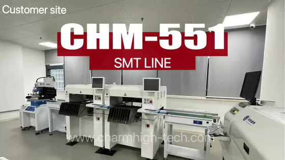 خط SMT صغير ومتوسط مع طابعة 3250 Stecnil CHM-551 SMT Pick and Place Machine 830 Reflow Oven
