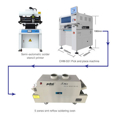 CHM-551 خط إنتاج SMD خط تجميع SMT دقة عالية 4 رؤوس PCB صنع الروبوت
