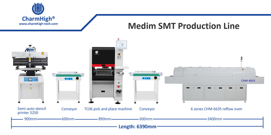 خط إنتاج SMT متوسطة ، 6 رؤوس TC06 التجميع الكامل لـ PCB PCBA التصنيع
