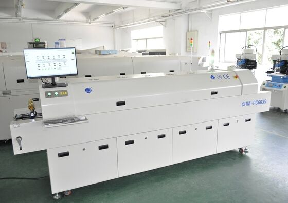 CHM-PC6635 فرن إعادة التدفق الخالي من الرصاص مع تحكم PC 6 مناطق درجة الحرارة ومجال تسخين 2200 * 350 مم لللحام SMT