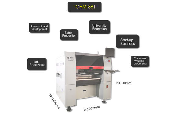 CHM-861 SMD Chip Mouter Pnp آلة 8 رؤوس 100 مغذي ثنائي الفينيل متعدد الكلور خط التجميع